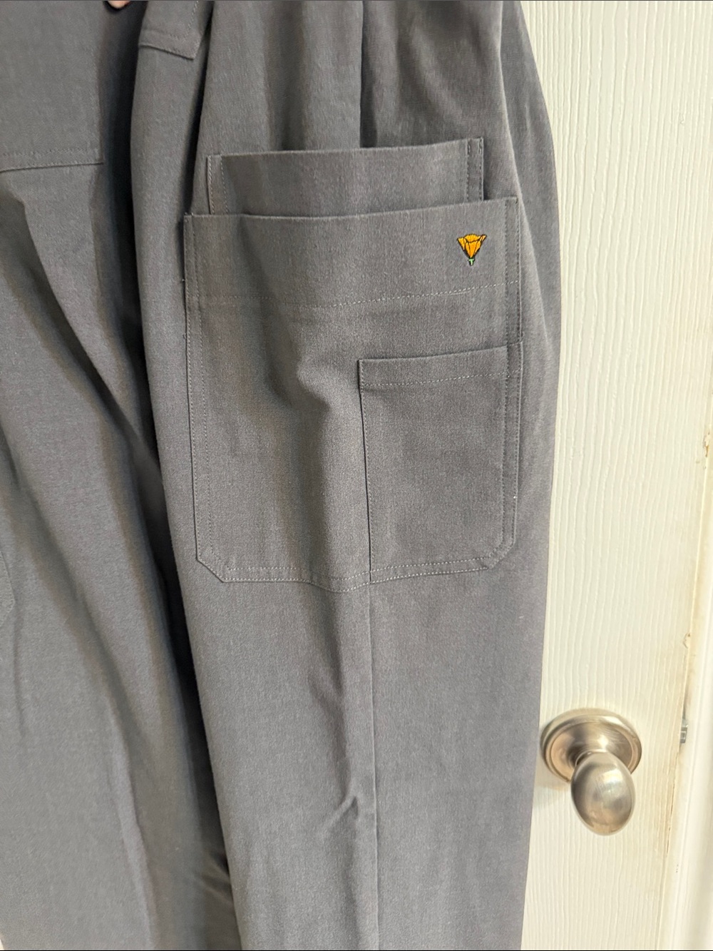Women’s Poppy Charcoal Scrub Pants with Orange Drawstring - Picture 3 of 5